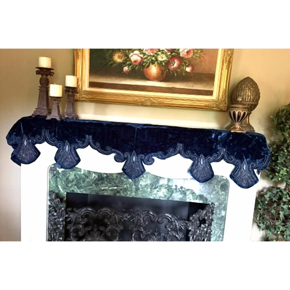 NEW FARRISILK royal jewel mantle cover in blue